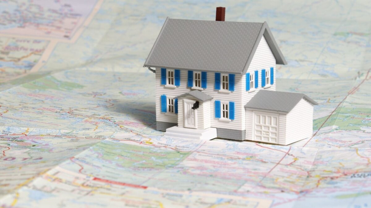 A small house on a map